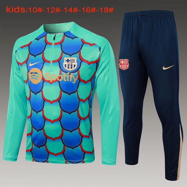 Niños Sudadera De Training Barcelona 2024-2025 Verde Azul 3